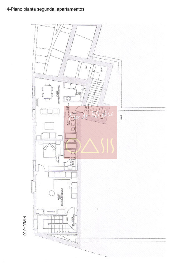 Plano de la segunda planta para apartamentos de carmen a la venta en el Albaicín, Granada.