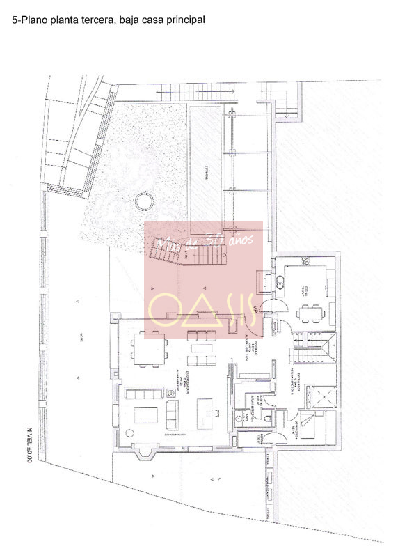 Plano de la tercera planta para casa principal de carmen a la venta en el Albaicín, Granada.