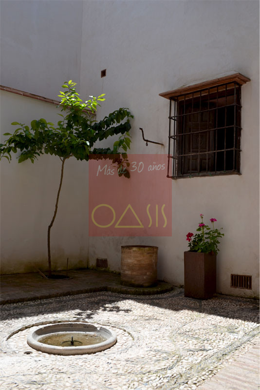 Patio morisco interior de casa a la venta, Albaicín, Granada.